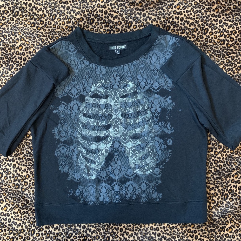 Ribcage and lace print sweatshirt